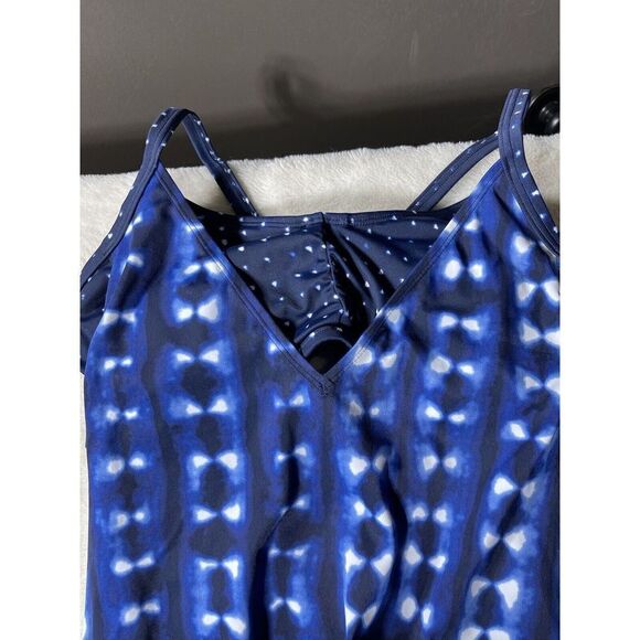 Athleta Mashiko Side Scrunch Tankini Size 36 B/C Blue #211824 Swim Suit Top - Picture 2 of 10